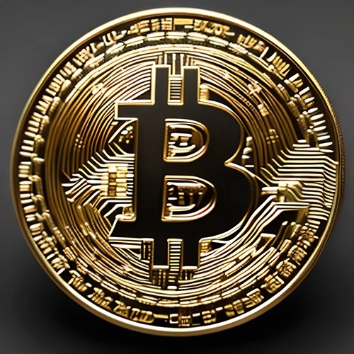 A golden BTC coin