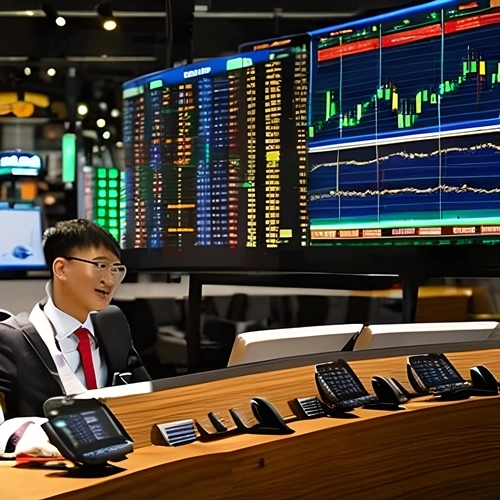 A man trading on the cryptocurrency forex market