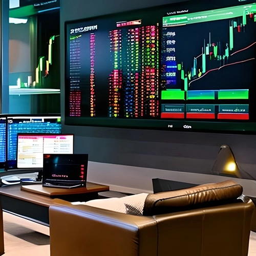 Screens with technical analysis of forex crypto charts