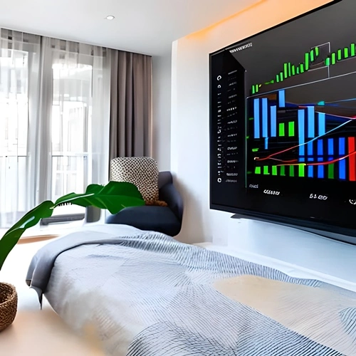 Screens in a room displaying odds for comparison