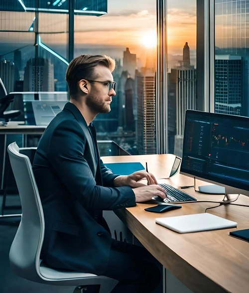 A trader sending crypto assets online
