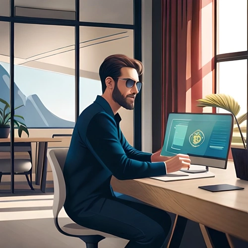 A trader interacting with the blockchain