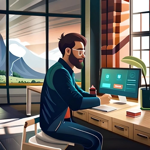 A trader sitting in front of his laptop